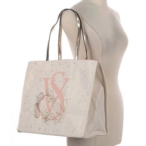 Victoria's Secret White and Silver Floral Tote